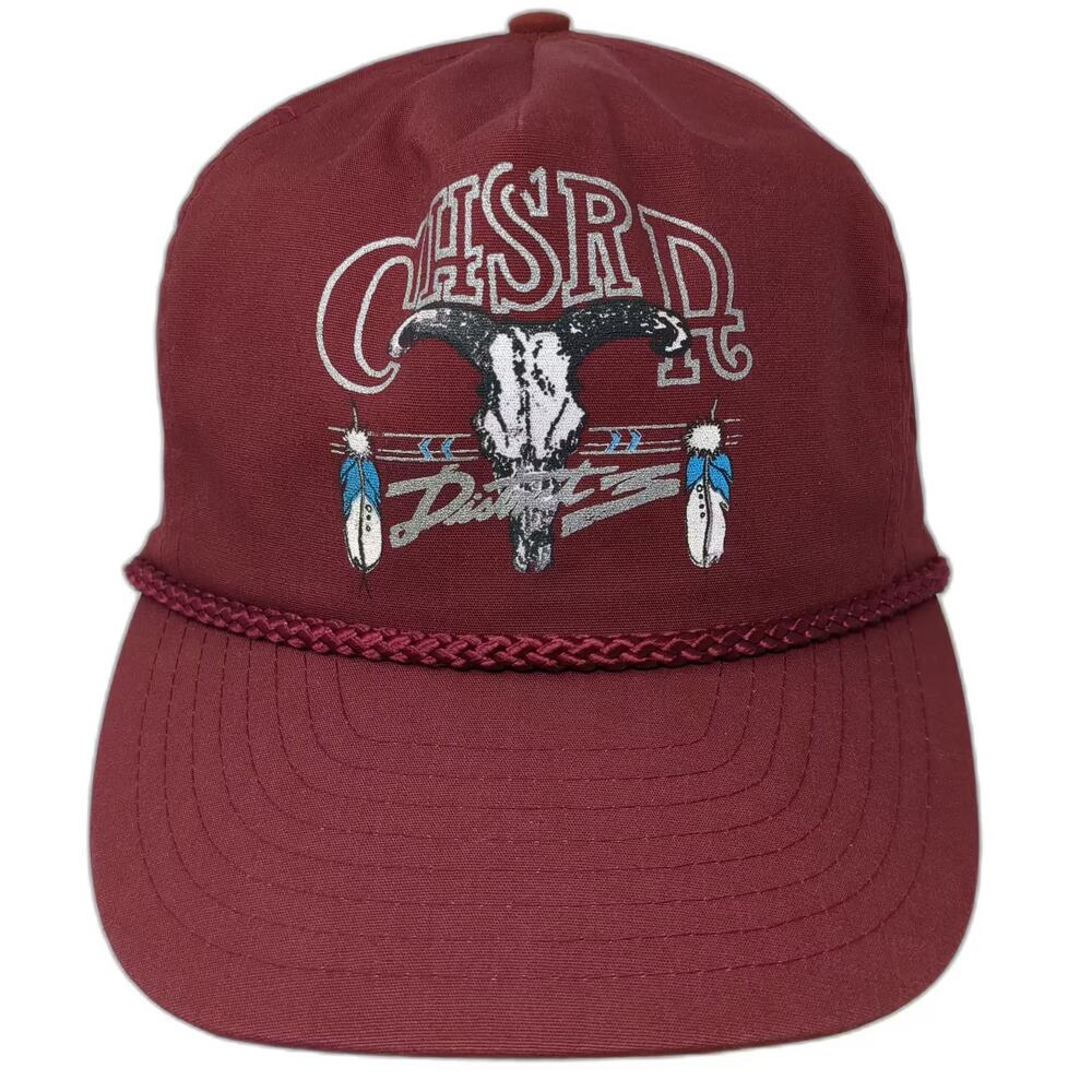 Nissin Cap 5 Panel Red Hat OS Steer Skull District Rope Brim Slideback Graphic